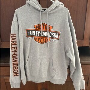 Harley-Davidson Gray and Orange Men's Hoodie